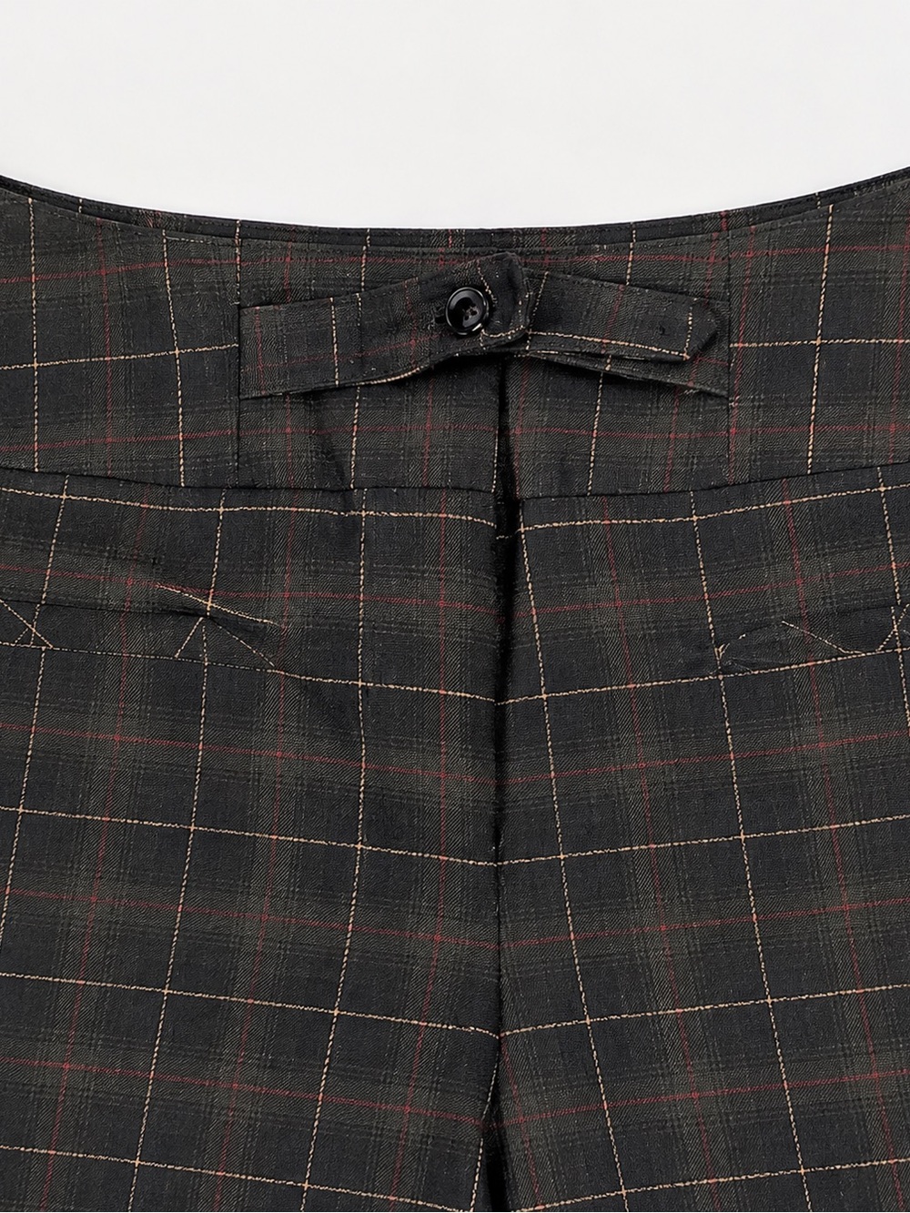 Larry Levine Green Tartan Plaid Cropped Wide alley Office Gaucho Pant Y2K Fall